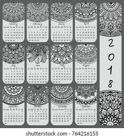 calendar with ethnic patterns for 2018