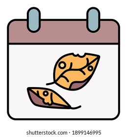 calendar for event in autumn using soft color and filled line style
