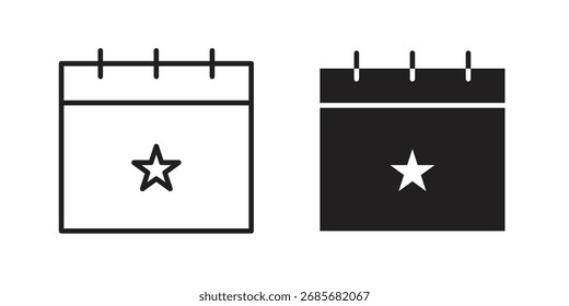 Calendario con el logotipo plano blanco y negro del icono del acontecimiento
