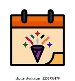 Calendar event icon with lineal color style vector