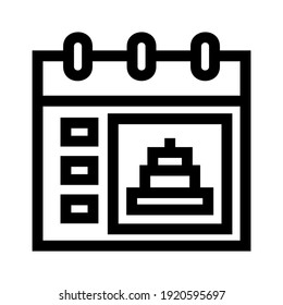 icono de evento de calendario o logotipo símbolo de signo aislado ilustración vectorial - iconos vectoriales de estilo negro de alta calidad
