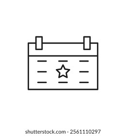 Calendar with event icon Outline vector line symbol