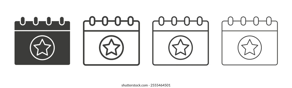 Calendar with event icon pack. vector illustration