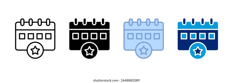 Conjunto de iconos de eventos de calendario Colección de estilos múltiples