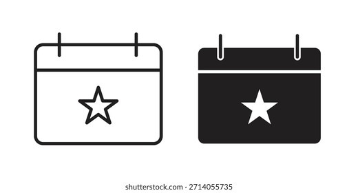 Calendario con diseños de Vector de silueta de icono de evento. Trazos editables