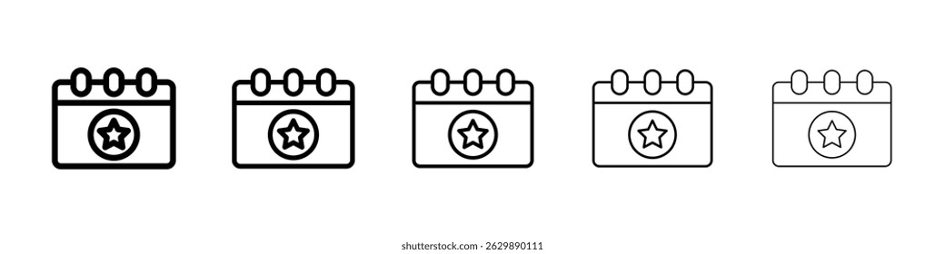 Calendario con icono de evento Símbolo plano de línea delgada simple