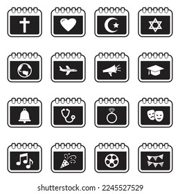 Calendar Event Icons. Line With Fill Design. Vector Illustration.