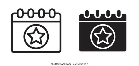 Calendar with event liner icon vector set.