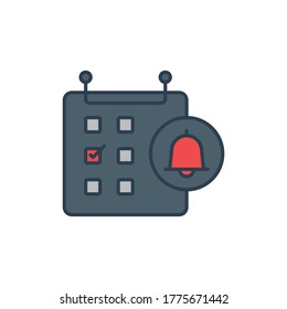 Calendar event reminder vector icon symbol isolated on white background