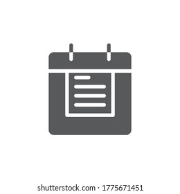 Calendar event reminder vector icon symbol isolated on white background