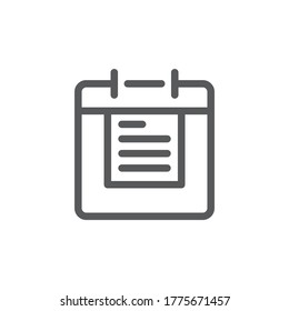 Calendar event reminder vector icon symbol isolated on white background
