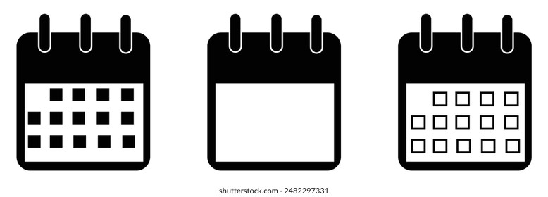 Calendar, Event, Schedule, Appointment, Agenda, Table calendar, Date Editable stroke Solid line icon set collection Vector illustration.