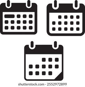 Calendário, Evento, Agenda, Compromisso, Agenda, Calendário de tabela, Data Curso editável Ícone de linha sólida definir coleção Ilustração de vetor.