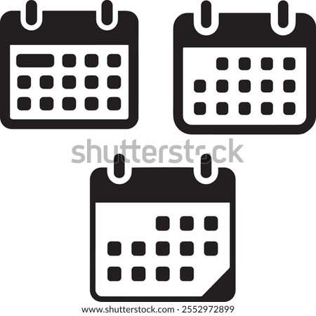 Calendar, Event, Schedule, Appointment, Agenda, Table calendar, Date Editable stroke Solid line icon set collection Vector illustration.