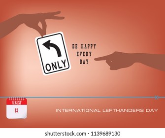 Calendar events of August - Post Card International Lefthanders Day - Be happy every day