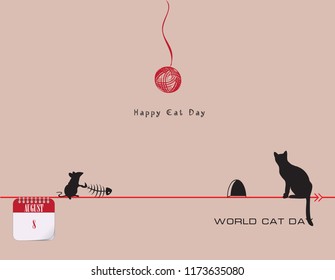Calendar events of August - Post card World Cat Day