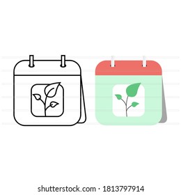 calendar of events for plant business. in flat style and line style