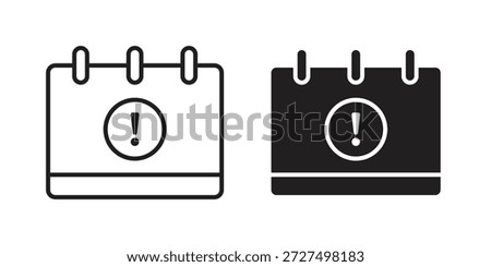 Calendar exclamation icon designs collection for mobile, ui, web.