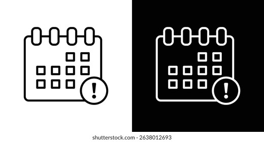 Calendar exclamation icon Graphic vector set for ui design