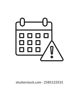 Calendar exclamation icon. simple thin line vector icon