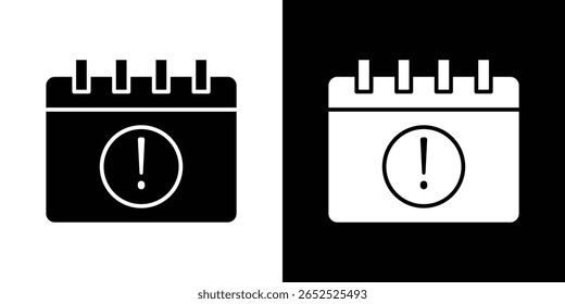 Calendar exclamation icon symbol collection. Flat vector stock illustration.
