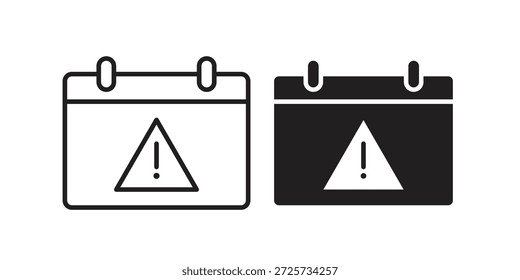 Icono de exclamación del calendario para la Plantilla. Conjunto de gráficos de Vector de iconos