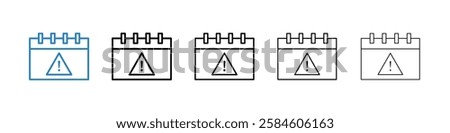 Calendar exclamation icons in five different stroke sizes