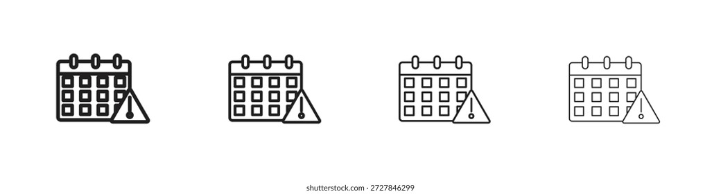 Kalenderausrufssymbole, Zeilensymbole, Vektorsammlung. Pixel perfektes Vektorsymbol
