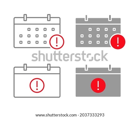 Calendar exclamation mark icon. Reminder scedule deadline design concept. Illustration vector