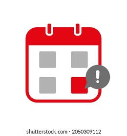 calendar with exclamation mark icon vector. deadline illustration