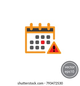 calendar, exclamation mark, vector icon