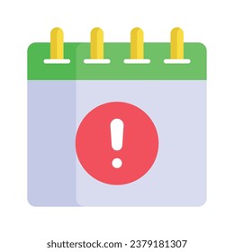 Calendario con símbolo de exclamación listo para usar vector