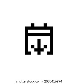 diseño de icono perfecto de exportación de píxeles de calendario. Diseño de estilo plano aislado en un fondo blanco. Ilustración del vector