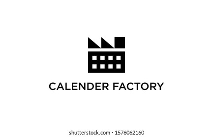 Calendar with Factory Building Logo Design Inspiration
