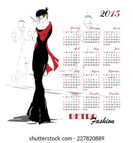 Calendar with fashion girl