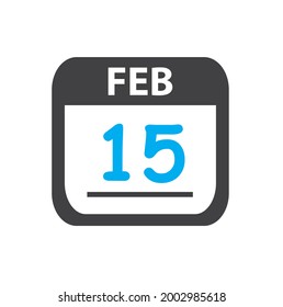 calendar - Feb 15 icon illustration, February flat vector design
