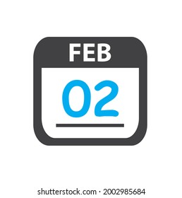calendar - Feb 2 icon illustration, February flat vector design