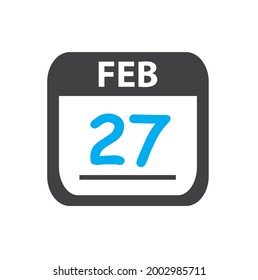 calendar - Feb 27 icon illustration, February flat vector design