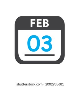 calendar - Feb 3 icon illustration, February flat vector design