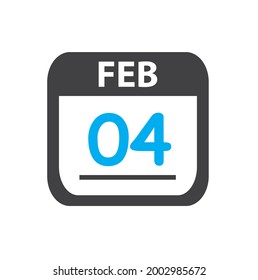calendar - Feb 4 icon illustration, February flat vector design
