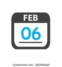 calendar - Feb 6 icon illustration, February flat vector design