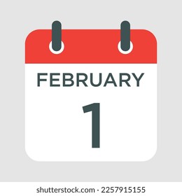 calendar - February 1 icon illustration isolated vector sign symbol