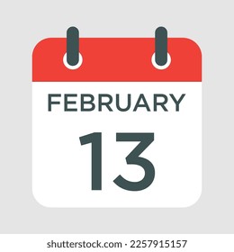 calendar - February 13 icon illustration isolated vector sign symbol