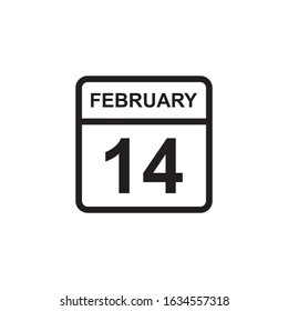 calendar - February 14 icon illustration isolated vector sign symbol