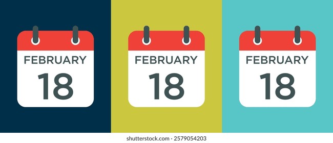 calendar - February 18 icon illustration isolated vector sign symbol