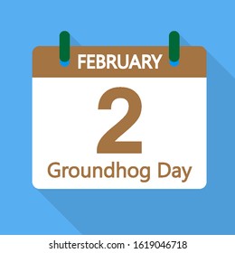 Calendar February 2 Groundhog Day, vector art illustration.