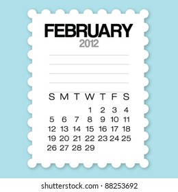 Calendar February 2012 with circle edge paper vector
