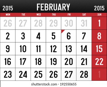 Calendar for February 2015