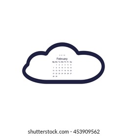 Calendar February 2016 vector design. Week starts from Sunday.