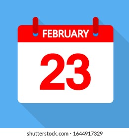 Calendar for February 23, vector art illustration.